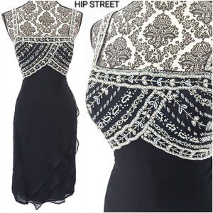 MONTAGE BY MON CHERI Beaded Top Silk Chiffon Panels Cocktail Party Dress 12